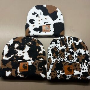 New In Bag Lot Of 3 Carharrt Camo Brown Black White Beanies